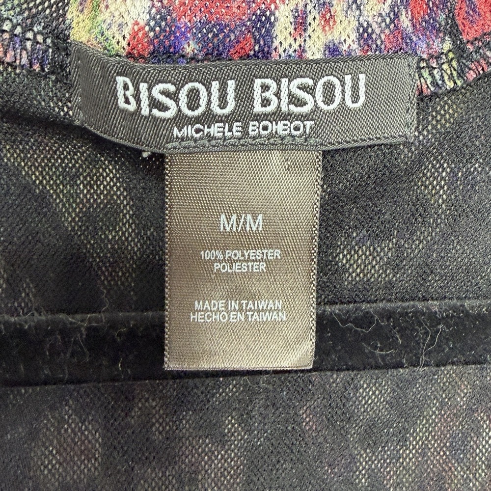 Bisou Bisou Y2K Mesh Top Medium Paisley Floral Whimsy Goth Indie Sleaze Edgy Art - Picture 7 of 14